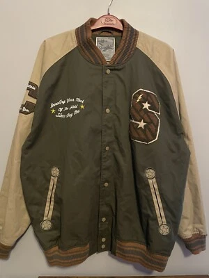 Springfield Classic Varsity Jacket Triumphant Size 2XL Green Beige (D118) - Image 1 of 4