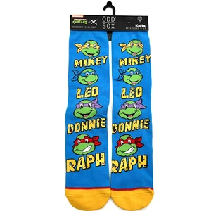 ODD SOX Teenage Mutant Ninja Turtles Men's 6-13 Crew Socks Mikey Leo Donnie Raph - Picture 1 of 6