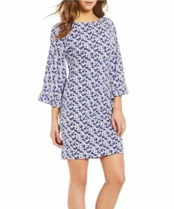 MICHAEL KORS Carnation Floral Flare Sleeve Dress Amethyst Sz Medium NWT - Picture 1 of 2