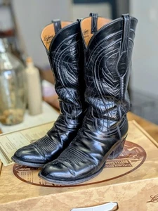 Lucchese Classics schwarze Ziegenleder Cowboystiefel 9,5 E mit Karton EUC L1505 - Bild 1 von 13