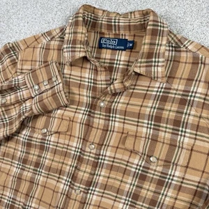 Polo Ralph Lauren Western Plaid Shirt Size Medium Snap Flannel - Picture 1 of 6