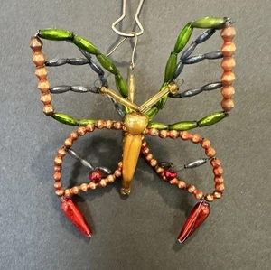 Ornaments Vintage Beaded Christmas Butterfly Mercury Glass Shaped Czech - Picture 1 of 6