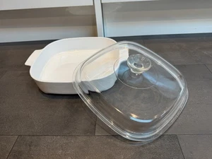 Vintage Corning Ware Auflaufform MW-A10 2,5 qt A-12 c mit Pyrex gewölbtem Deckel USA - Bild 1 von 5