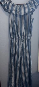 90s Vintage Ruffle Pants Suit Denim Size 7/8 Youth. Very Cute!!! - Picture 1 of 5