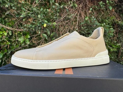 NUEVAS Zapatillas Zegna SECONDSKIN Triple Puntada en Beige Claro | $1,450 VENTA AL POR MENOR Foto 1 de 4
