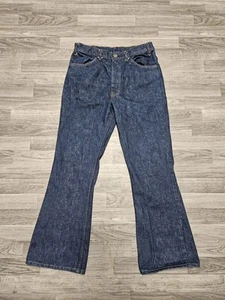 Vintage 70s Levis Jeans Orange Tab Bell Bottoms Flare Indigo Dark Blue 32X32 USA - Picture 1 of 10