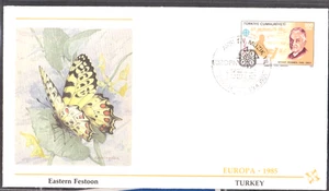EASTERN FESTOON BUTTERFLY TURKEY MUSIC EUROPA 1985 FLEETWOOD CACHET FDC UNAD - Picture 1 of 2