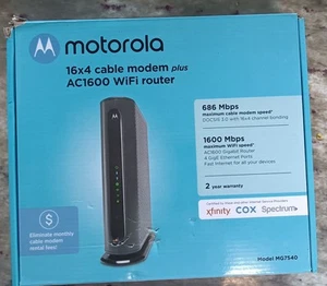 MOTOROLA MG7540 16x4 Cable Modem Plus AC1600 Never Used - Photo 1/6
