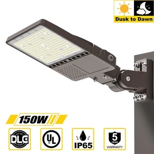 150W LED Parking Lot Light Dusk to Dawn Commercial Shoebox Street Fxiture 5000K - Picture 1 of 12