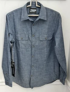 Mt. Khakis Men’s Denim Blue Long Sleeve Button Up Shirt Classic Fit Size M NEW! - Picture 1 of 10