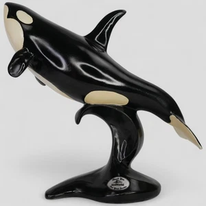 RARE SeaWorld Orca Breaching Statue Limited Edition Ceramic Art Sculpture Award - Picture 1 of 14