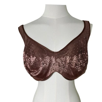Soma 40DDD Minimizer Bra Brown Floral Lace Unlined Supportive Full Coverage - Image 1 of 4