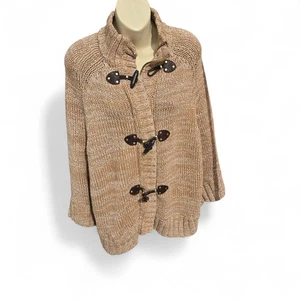 Michael Kors Toggle Front Strick Pullover Cape Poncho Beige Hellbraun Small - Bild 1 von 4
