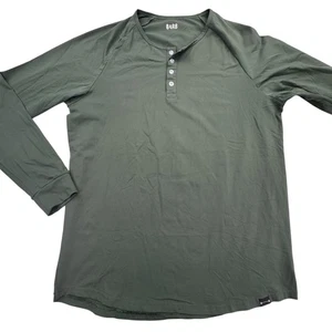 Barbell Apparel Henley Mens XL Green Long Sleeve Tee Performance Stretch Gym - Picture 1 of 6