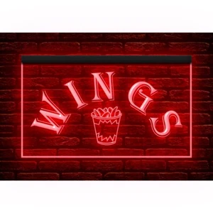110161 Wings Shop Restaurant Cafe Bar Display LED Light Neon Sign - Picture 1 of 11
