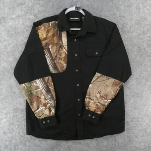 Realtree Shirt Mens Large Long Sleeve Black w Camouflage Shooting Shoulder - Picture 1 of 13