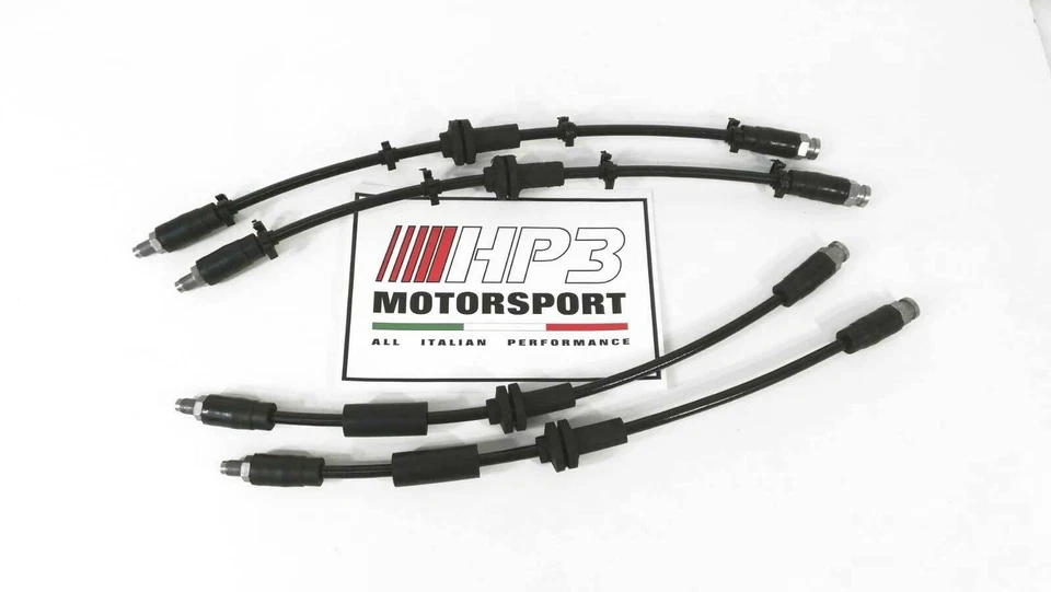 LANCIA Delta Integrale e EVO KIT 4 TUBI FRENO TRECCIA AERONAUTICI NERI SPORT HP3