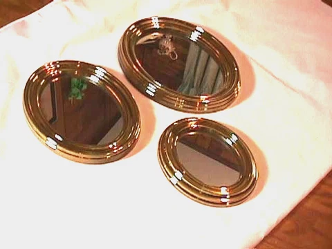 4 GOLDTONE HOME INTERIORS OVAL WALL ACCENT MIRRORS HORIZONTAL or VERTICAL Cover