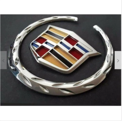 Cadillac Front Grille 6" Emblem Hood Badge Logo Chrome Color Symbol New Ornament - Image 1 of 4