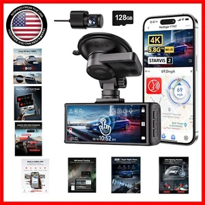 STARVIS 2 4K Dash Cam Set with Emergency Lock, WiFi & 128GB Card - Touch Screen - Picture 1 of 12