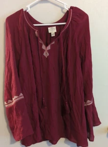 Size XL St John's Bay Maroon Long sleeve Shirt - Picture 1 of 3