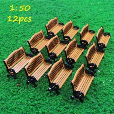 12pcs Model Railway 1:50 O Scale Platform Park Street Seats Bench Chair - Image 1 of 4