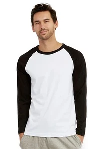 Top Pro T-shirt da baseball da uomo in cotone con maniche raglan complete (S, nero/bianco) - Foto 1 di 4