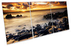 Sunset Mediterranean Beach TREBLE CANVAS WALL ART Print Picture