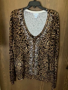K. Jordan Leopard Print Sweater - Size XL - Picture 1 of 5