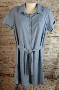 basin+range Women's Dress Size Large Pearl Snaps Pockets Nylon Chambray  H - Picture 1 of 12
