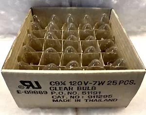 Vintage C9 1/4 Clear Bulbs 120V-7W - 25 PIECES Brand New - Made In Thailand RARE - Picture 1 of 5
