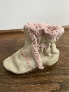 SKECHERS Pink Ivory SOFT LEATHER BOOTIES Toddler Pre Walker 18-24 Pull-On BABIEZ - Picture 1 of 7