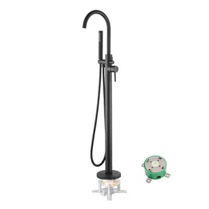 Dyconn Faucet Kasba BTF43-BLK Free Standing Tub Filler Faucet with Hand Shower - Picture 1 of 7