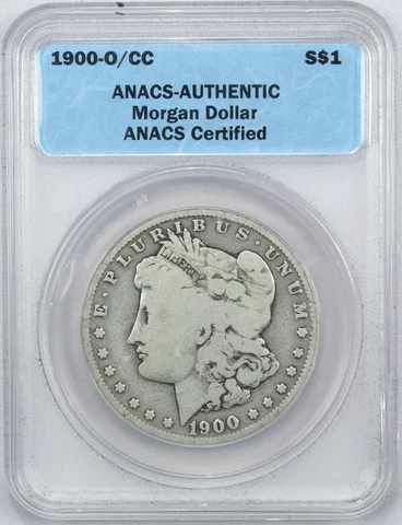 1900-O/CC Morgan Silver Dollar $1, ANACS Authentic, G/VG Condition Cover
