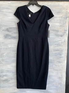 NEW! DONNA MORGAN DD4916M Cap Sleeve Crepe Sheath Dress, 4 - Marine Navy - Bild 1 von 12