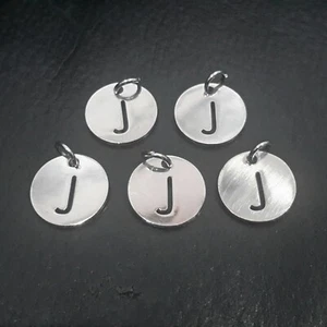 304 Stainless Steel Charms, Cut Out Letter, 5 pce, J , 12x1mm REDUCED - Bild 1 von 2