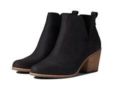 TOMS Black Leather Everly Cutout Size 10 42 Womens Heel Ankle Boots 10018905