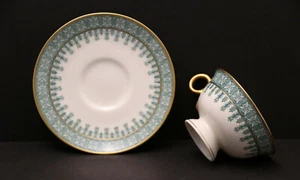 Theodore Haviland Cambridge Green Footed Cup & Saucer. Gold Trim - Picture 1 of 7