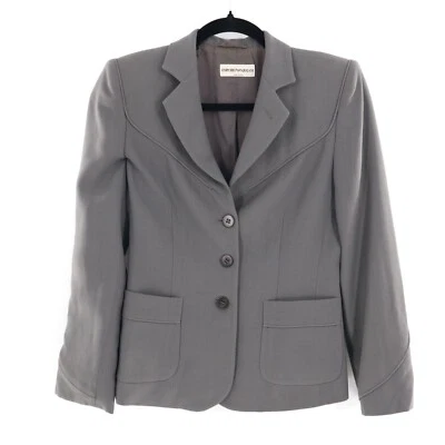 Blazer de lana Emporio Armani para mujer XS gris corporativo Officecore profesional Foto 1 de 4