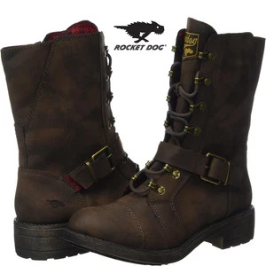 Rocket Dog Womens Tallie Biker Boots Brown Black Size New UK Seller