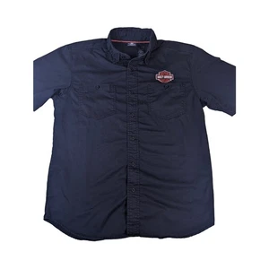 Harley Davidson Motorcycles Button Up Shirt Short Sleeve Biker Men's Logo Large - Picture 1 of 5