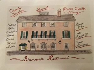 BRENNAN’S | Restaurante Nueva Orleans 9 X 12 Impresión Louisiana Firmado Kristi C Jones - Imagen 1 de 9