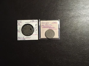 2 Coins 1711 Spain 2 Reals Hole 1763 Saxony 1/12 Thaler Old Collection - Picture 1 of 6