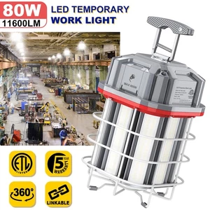 80W LED Temporary Work Light Construction Lights Warehouse Lighting Plug-n-Play - Picture 1 of 14