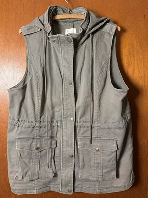 Market & Spruce Womens Size XXL Army Green Sleeveless Hooded Vest - Image 1 of 4