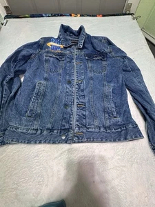 Members Only X Space Jam Looney Tunes Denim Jean Jacket Sz M Graphic Print - Picture 1 of 13