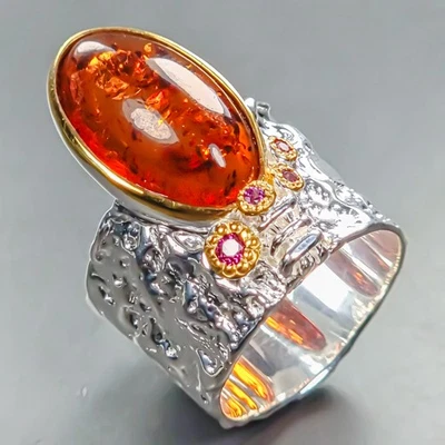 Joyería Anillo Ámbar Natural Plata de Ley 925 Talla 8/R443033 Foto 1 de 4