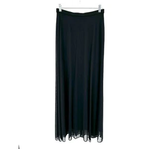 Maxi Falda Formal TADASHI SHOJI Vintage Negra Larga Hasta el Suelo En Capas Talla 10 - Imagen 1 de 7