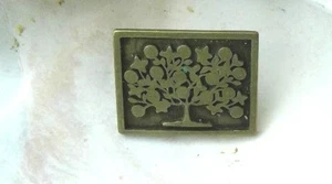 Vintage Messing Brosche Baum Runde Obst Pin Rückseite Rechteckig USA 1" x 7/8" - Bild 1 von 5