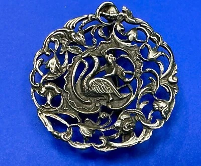 Estilo Victoriano Filigrana Cisnes Pájaro Tema Floral Calado Redondo Hebilla de Cinturón Foto 1 de 4